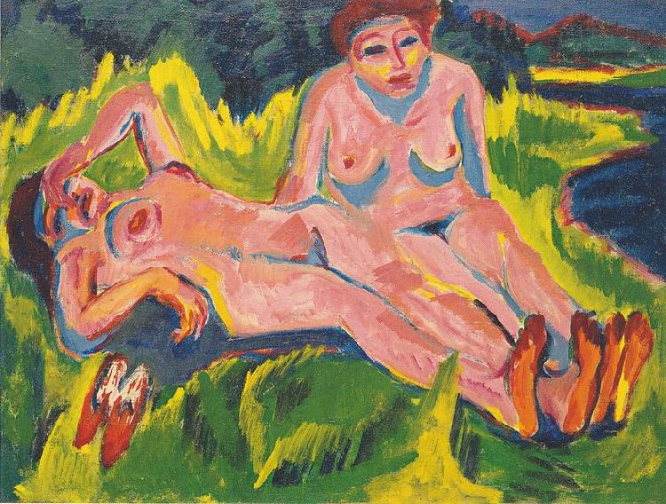 Ernst Ludwig Kirchner Zwei rosa Akte am See oil painting image